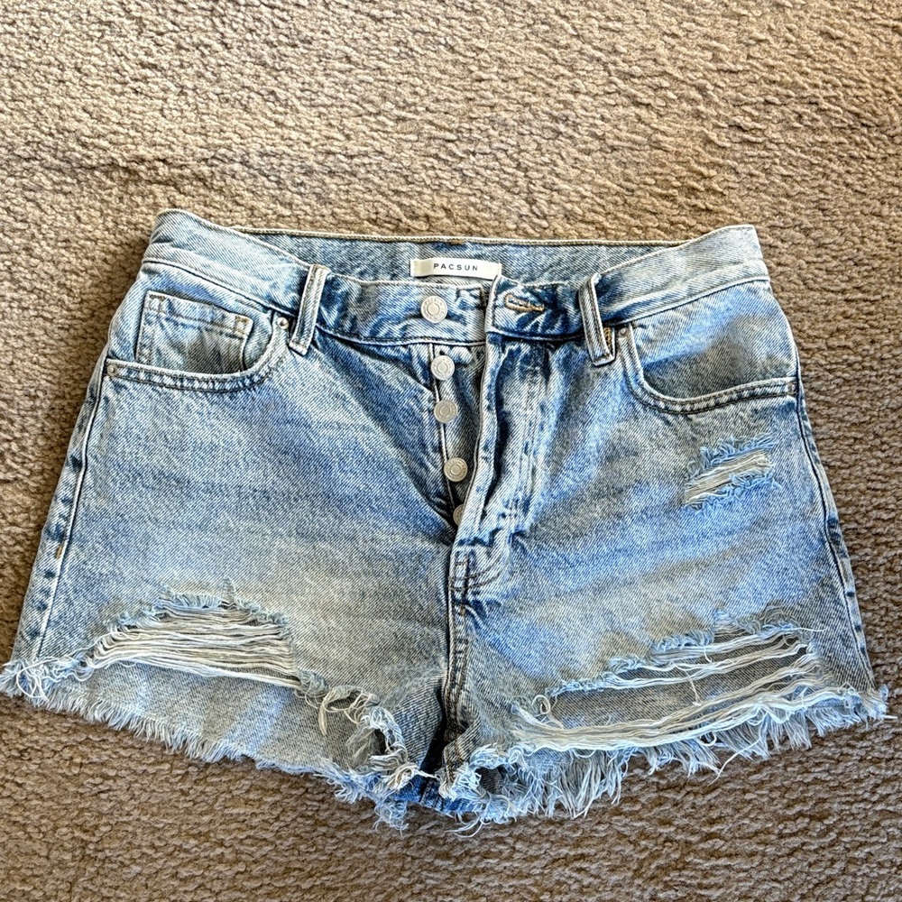 PacSun Faded Blue Ripped Jean Shorts